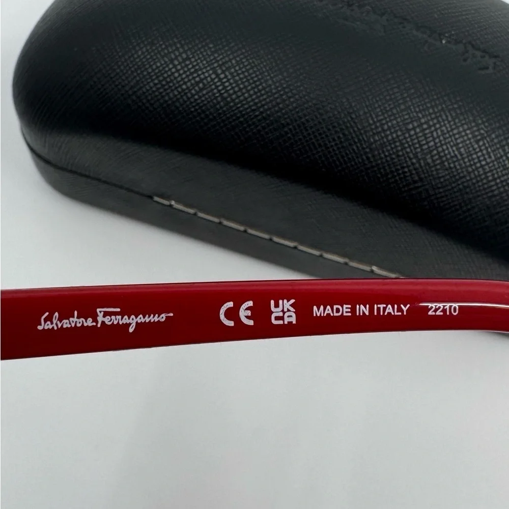 Salvatore Ferragamo Sunglasses Silver Frame /Red Pink Gradient Rectangle New!